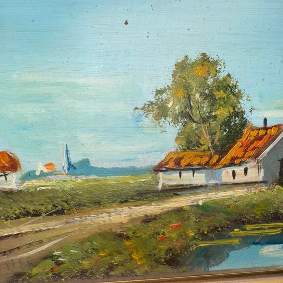 Antique Original Oil Paintings on Board Dutch Landscape by H. Wester Wood Frames - Picture 4 of 11